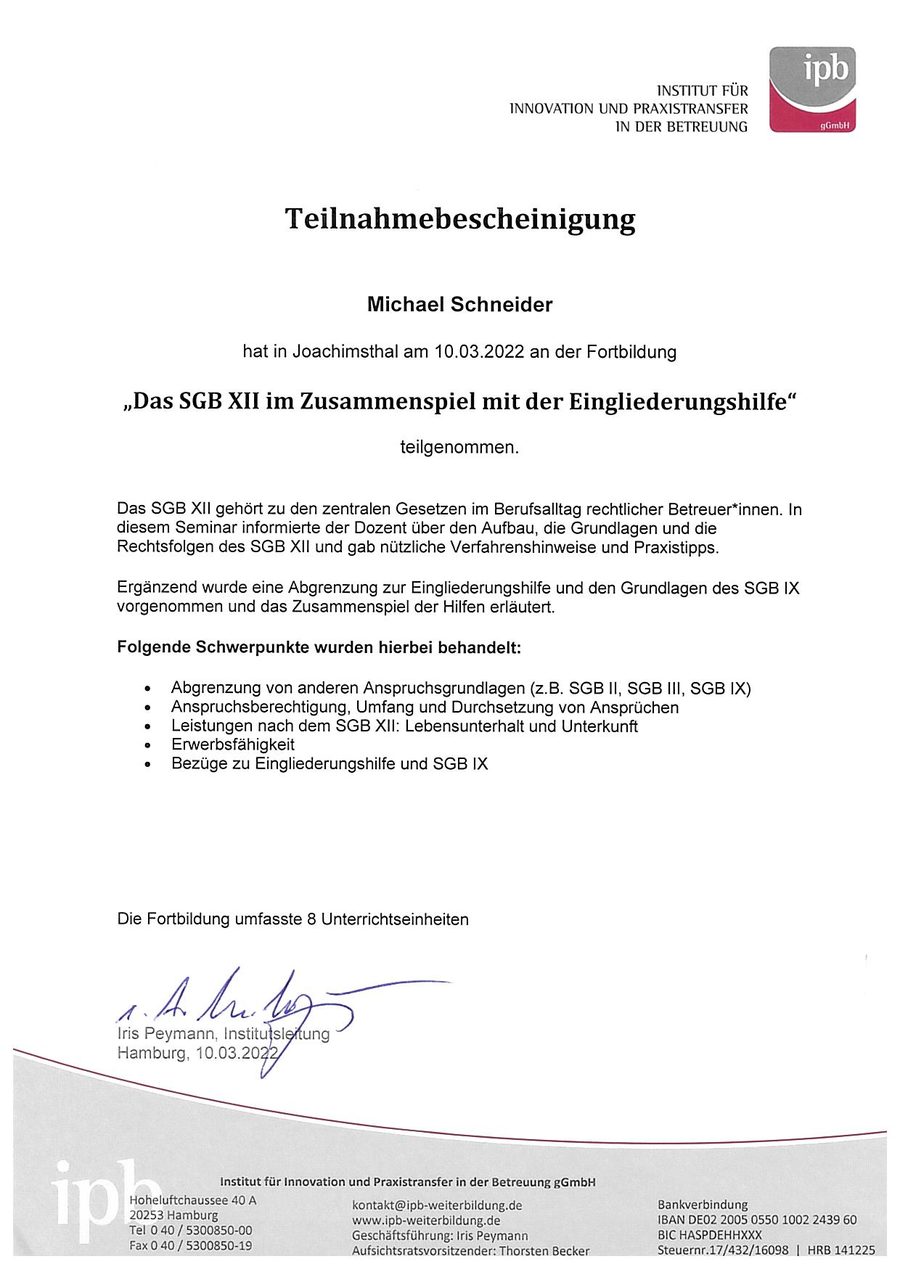 ipb TB SGB XII Eingliederungshilfe